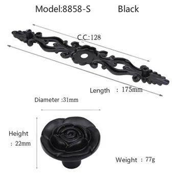 Aliaj de Zinc Sertare Trandafirul Negru Dulapuri Singură Gaură Mâner (C. C.:128mm /160mm) Trage 10BUC