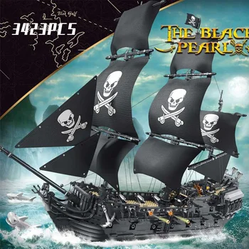 Creative Expert Idei Nava Pirat Negru Hohot Nava Pirat Caraibe Mare DK6001 3423pcs Moc Cărămizi Model Blocuri Jucarii